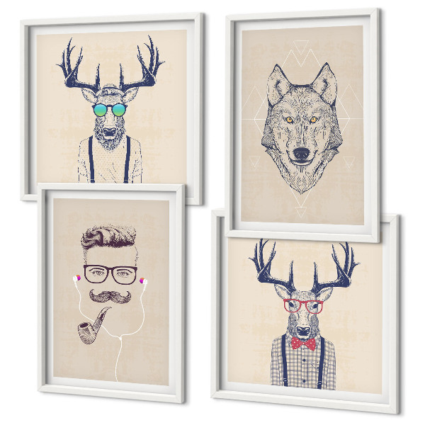 Composição de quadros Retratos de animais estilosos