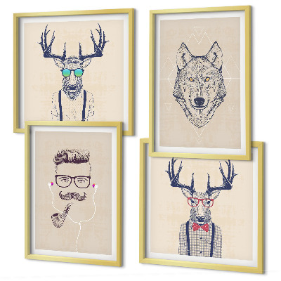 Composição de quadros Retratos de animais estilosos