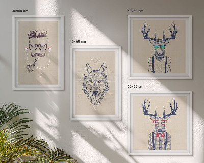 Composição de quadros Retratos de animais estilosos