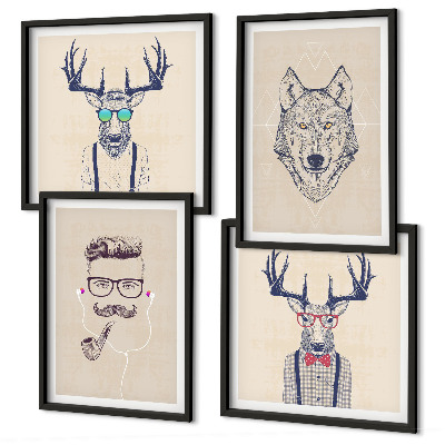 Composição de quadros Retratos de animais estilosos