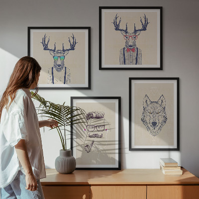 Composição de quadros Retratos de animais estilosos