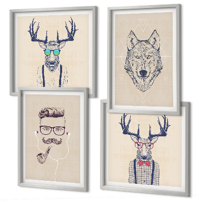 Composição de quadros Retratos de animais estilosos