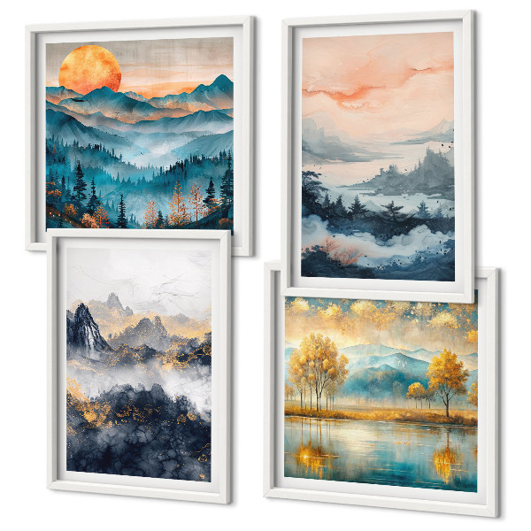 Composição de quadros Abstrações pintadas da natureza