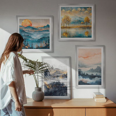 Composição de quadros Abstrações pintadas da natureza