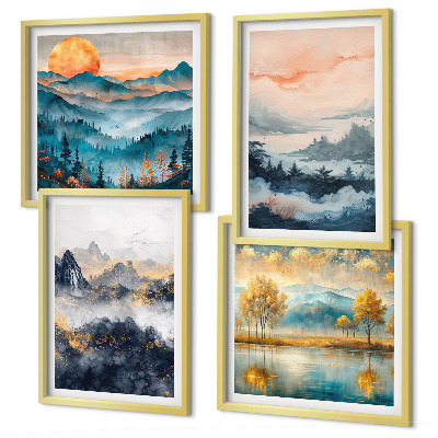 Composição de quadros Abstrações pintadas da natureza