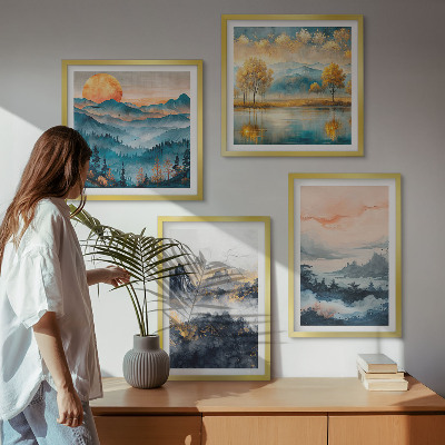 Composição de quadros Abstrações pintadas da natureza