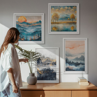 Composição de quadros Abstrações pintadas da natureza