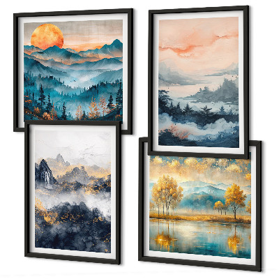Composição de quadros Abstrações pintadas da natureza