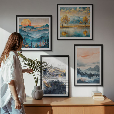 Composição de quadros Abstrações pintadas da natureza