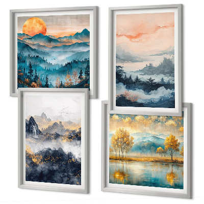 Composição de quadros Abstrações pintadas da natureza