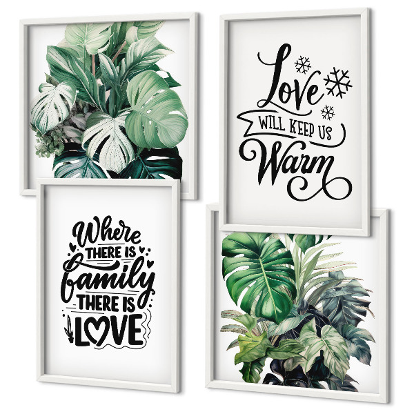 Políptico com moldura Família ama casa aquarela