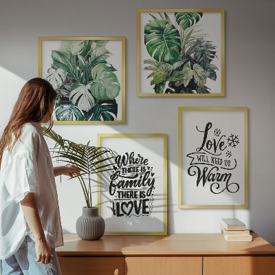 Políptico com moldura Família ama casa aquarela