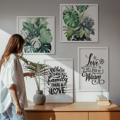Políptico com moldura Família ama casa aquarela