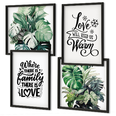 Políptico com moldura Família ama casa aquarela
