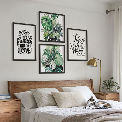 Políptico com moldura Família ama casa aquarela