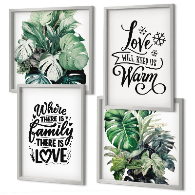 Políptico com moldura Família ama casa aquarela