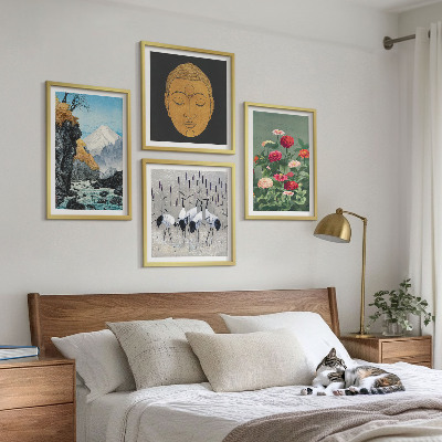 Composição de quadros Natureza japonesa e estilo Japandi
