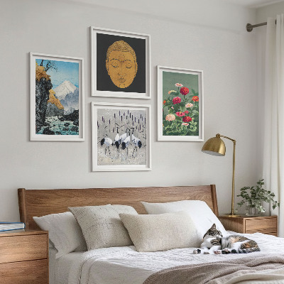 Composição de quadros Natureza japonesa e estilo Japandi