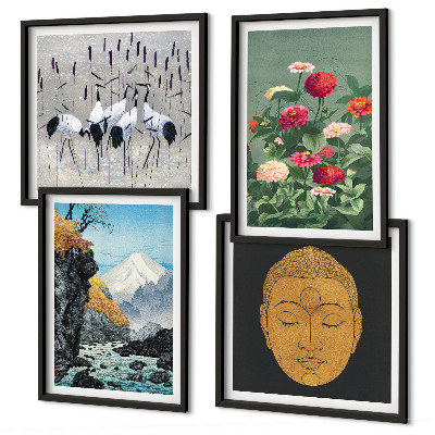 Composição de quadros Natureza japonesa e estilo Japandi
