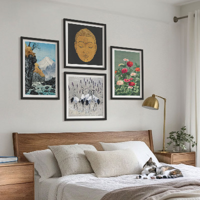 Composição de quadros Natureza japonesa e estilo Japandi