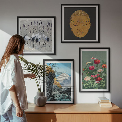 Composição de quadros Natureza japonesa e estilo Japandi