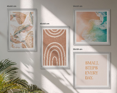 Conjunto de 4 quadros com moldura Letras delicadas em estilo boho com folhas