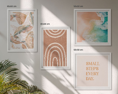 Conjunto de 4 quadros com moldura Letras delicadas em estilo boho com folhas