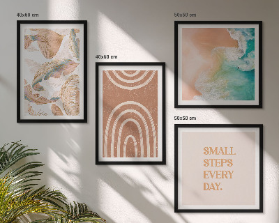 Conjunto de 4 quadros com moldura Letras delicadas em estilo boho com folhas