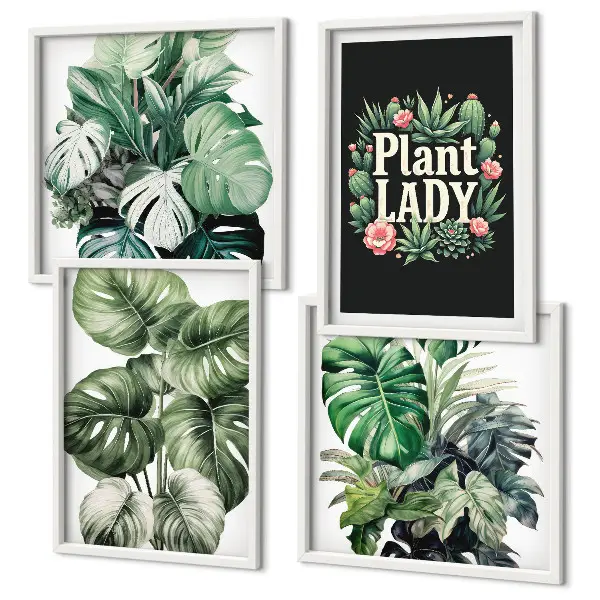 Políptico com moldura Plantas tropicais Senhora das Plantas políptico com moldura