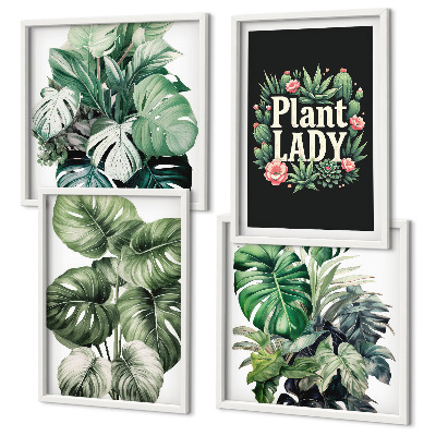 Políptico com moldura Plantas tropicais Senhora das Plantas