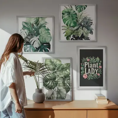 Políptico com moldura Plantas tropicais Senhora das Plantas políptico com moldura