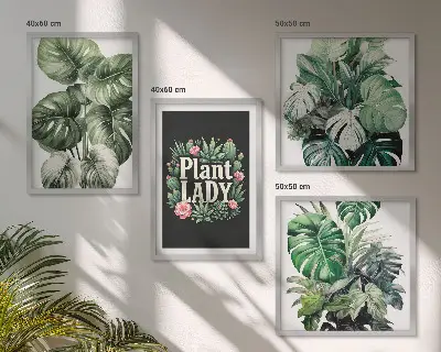 Políptico com moldura Plantas tropicais Senhora das Plantas políptico com moldura