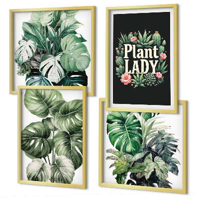 Políptico com moldura Plantas tropicais Senhora das Plantas