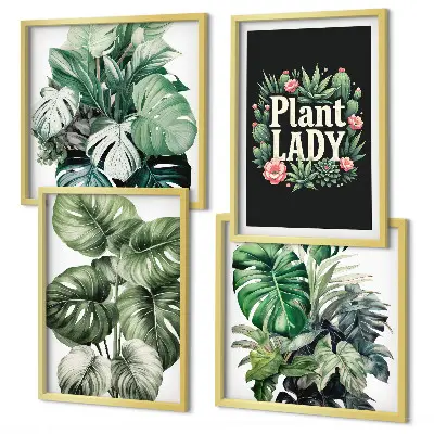 Políptico com moldura Plantas tropicais Senhora das Plantas políptico com moldura