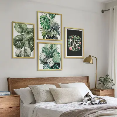 Políptico com moldura Plantas tropicais Senhora das Plantas políptico com moldura