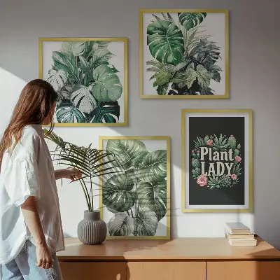 Políptico com moldura Plantas tropicais Senhora das Plantas políptico com moldura