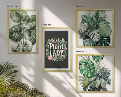 Políptico com moldura Plantas tropicais Senhora das Plantas políptico com moldura