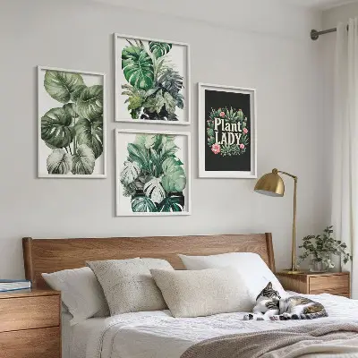 Políptico com moldura Plantas tropicais Senhora das Plantas políptico com moldura