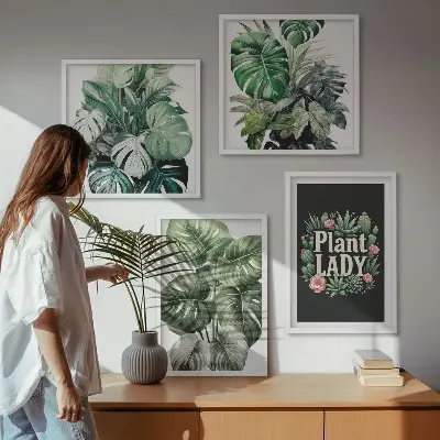 Políptico com moldura Plantas tropicais Senhora das Plantas políptico com moldura