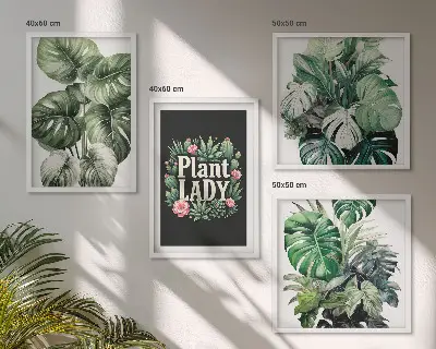 Políptico com moldura Plantas tropicais Senhora das Plantas políptico com moldura