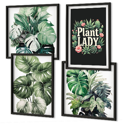 Políptico com moldura Plantas tropicais Senhora das Plantas