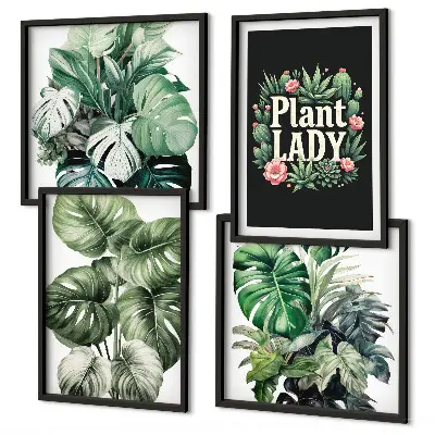 Políptico com moldura Plantas tropicais Senhora das Plantas políptico com moldura