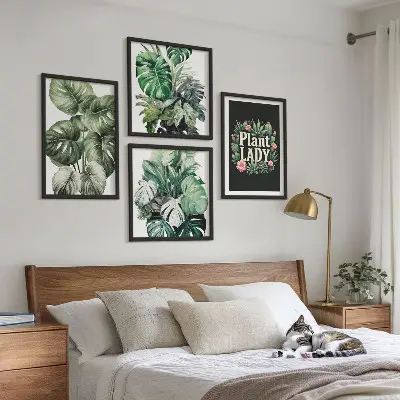 Políptico com moldura Plantas tropicais Senhora das Plantas políptico com moldura
