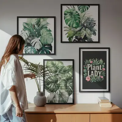 Políptico com moldura Plantas tropicais Senhora das Plantas políptico com moldura