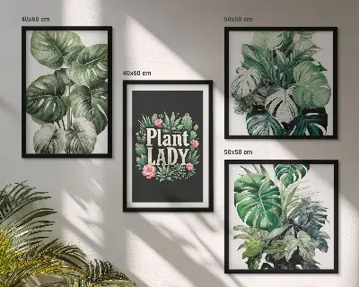 Políptico com moldura Plantas tropicais Senhora das Plantas políptico com moldura