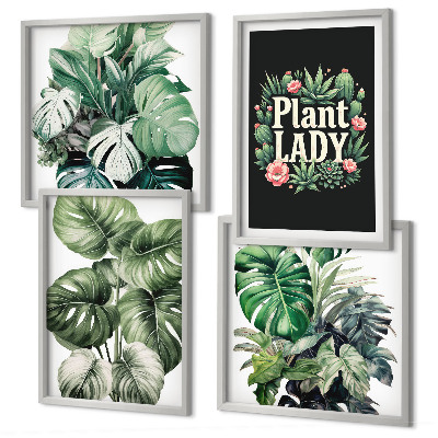 Políptico com moldura Plantas tropicais Senhora das Plantas