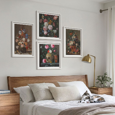 Políptico com moldura Arranjos de flores em vasos