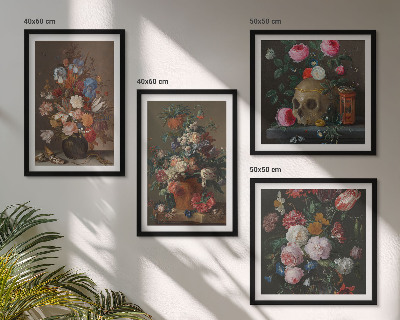Políptico com moldura Arranjos de flores em vasos