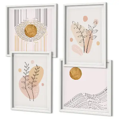 Composição de quadros com desenhos minimalistas de plantas