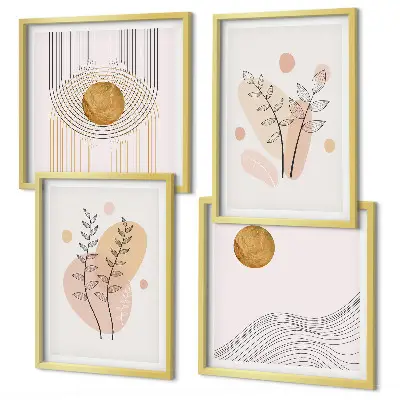 Composição de quadros com desenhos minimalistas de plantas